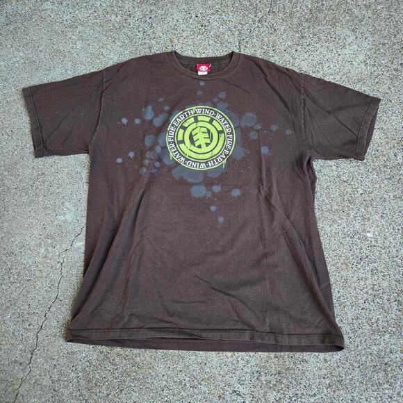 Vtg Y2k ELEMENT SKATEBOARDS Paint Splatter Crest Graphic Skate T Shirt XL USA - Picture 1 of 6